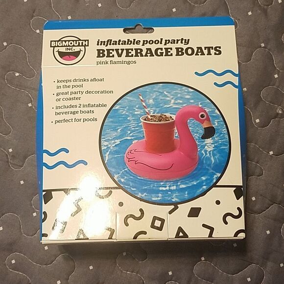 Inflatable pool party beverage boats- pink flamingos NWT - Picture 2 of 2
